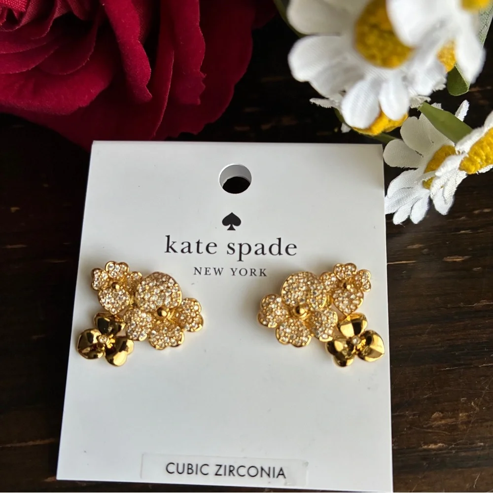 kate spade gold-tone floral cluster stud earrings